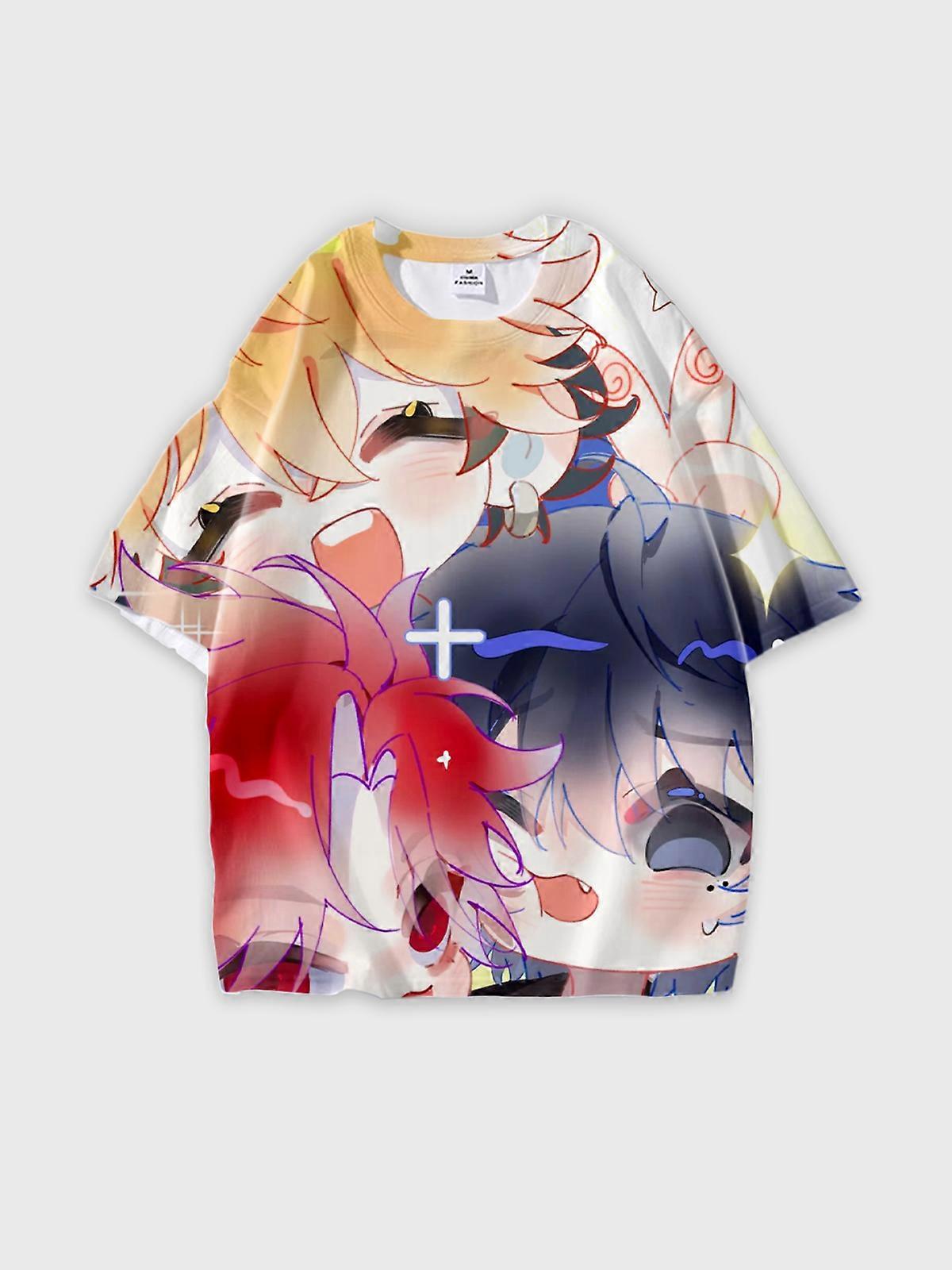 T-Shirt Round Neck, Loose Short Sleeve Link Click Graphic Tee, Unisex Summer Casual Top W962