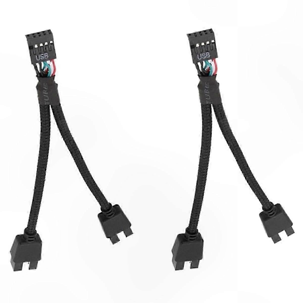 2-Pack USB 2.0 9-Pin to Dual 9-Pin Y Splitter Cable for Motherboard Audio HD Extension Solution