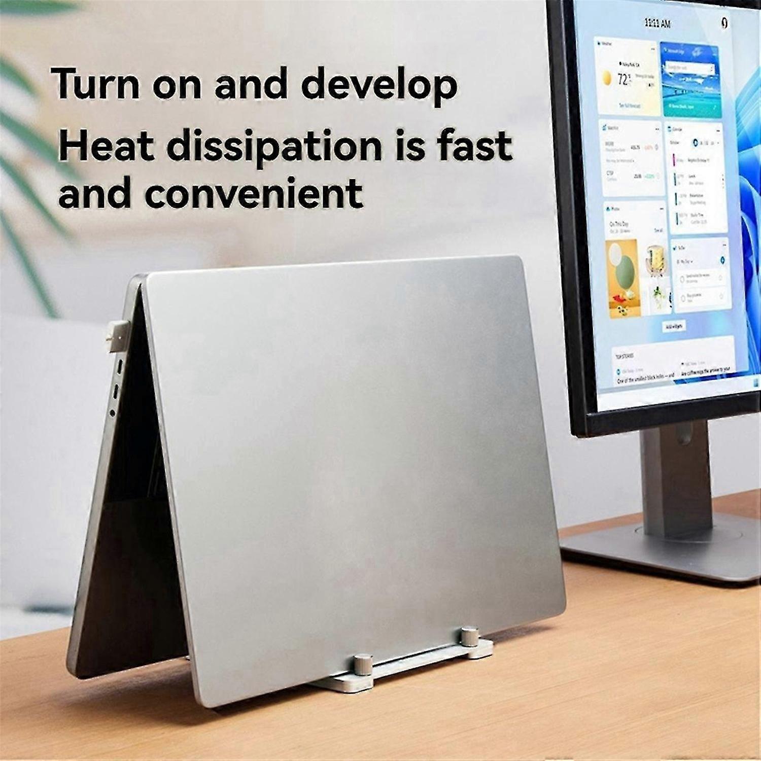 Vertical Desktop Holder Bracket Adjustable Double Clip Laptop Stand A