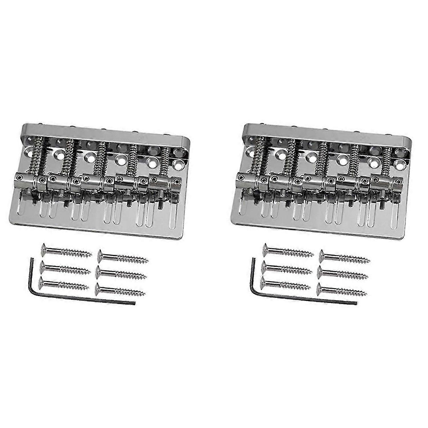 5 String Thickened Bass Saddle Bridge Pull String Plate Silver