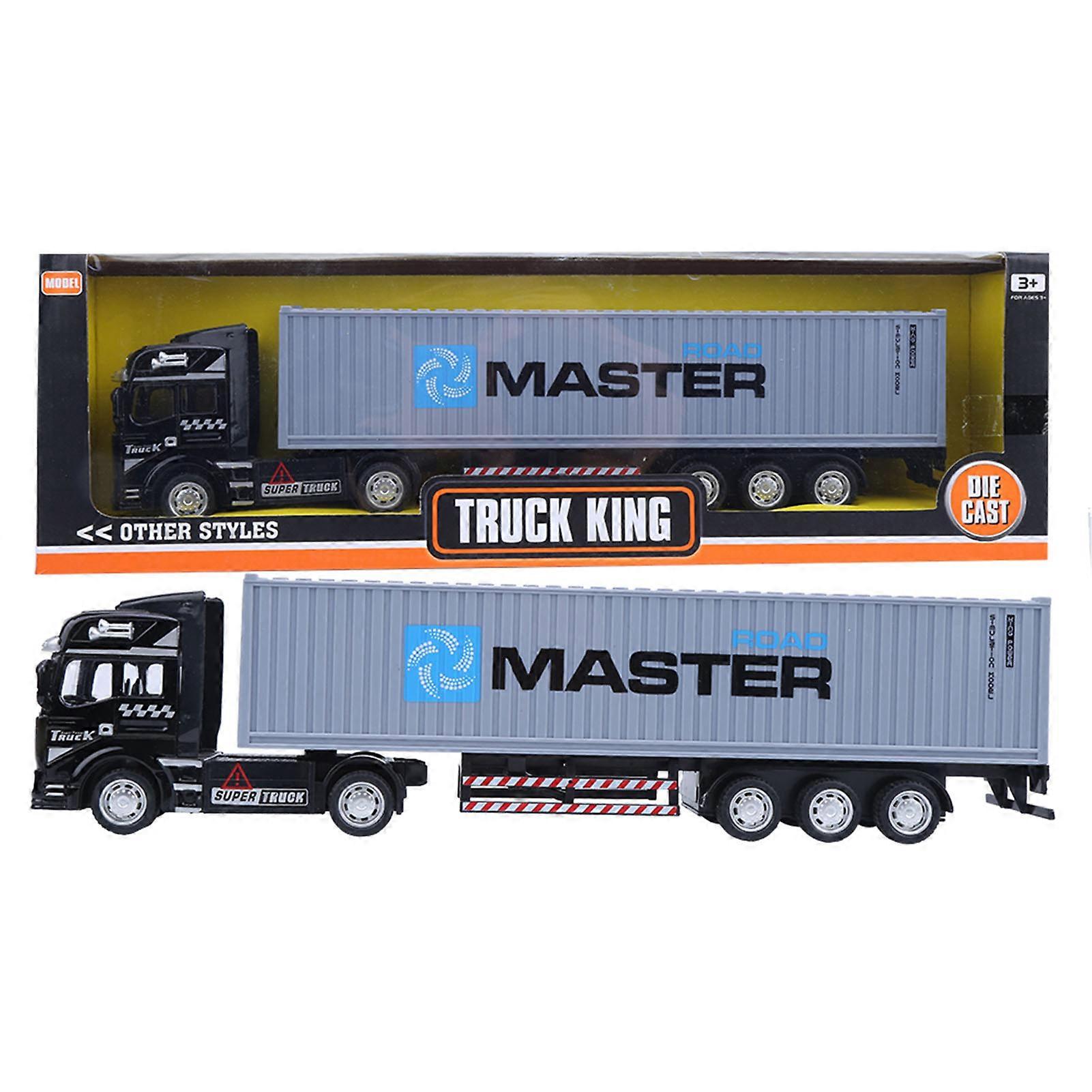 Modèle de camion porte-conteneurs en alliage 1:48, jouet hautement simulé pour enfants, véhicule gris