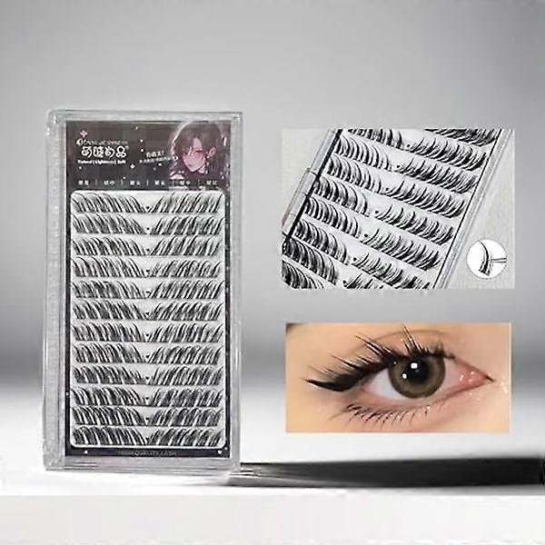 Fox-eye False Eyelashes Individual Lashes, Reusable Eyelash Extensions Black Synthetic C-curl Fake Eyelashes