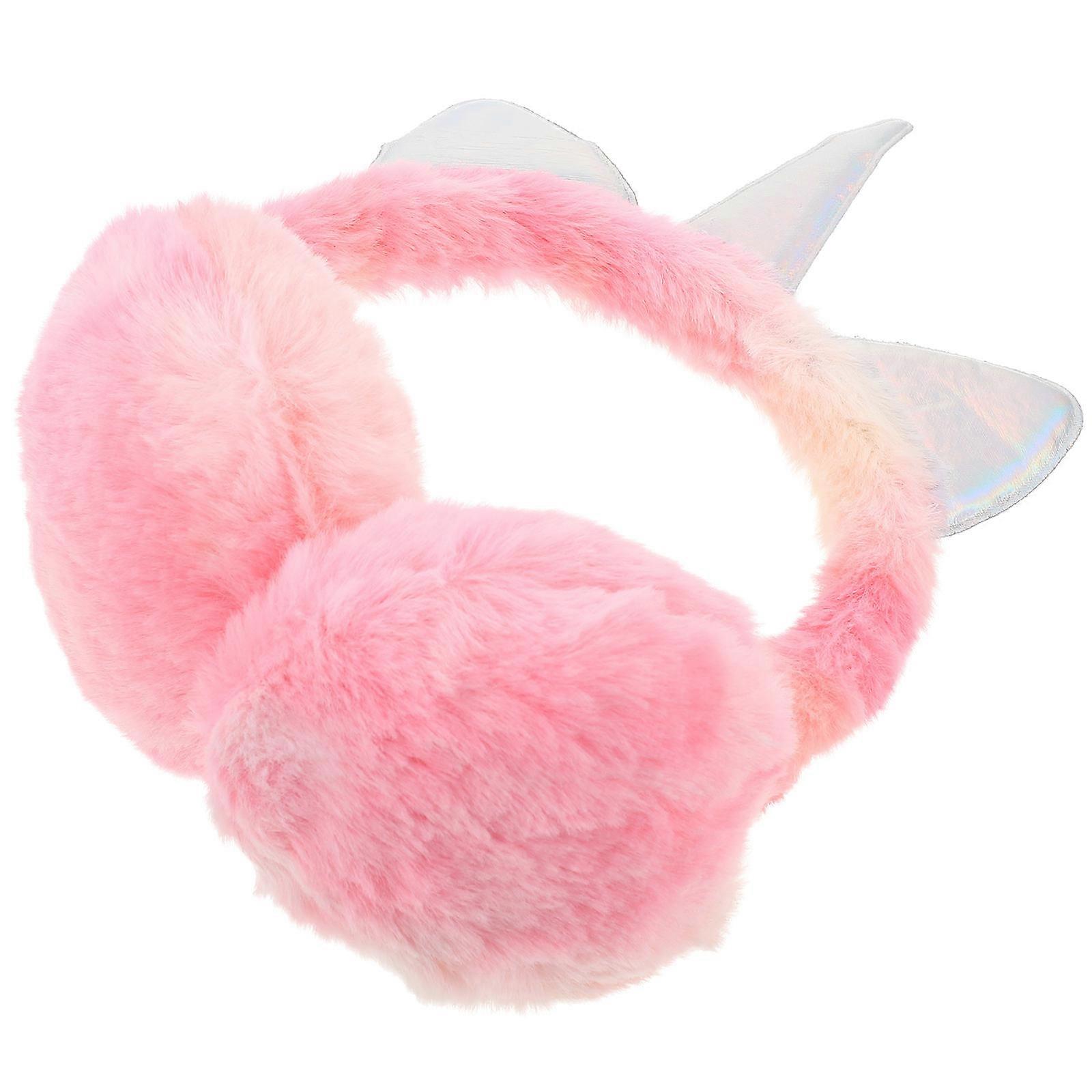 Plush Ear Muff Winter Ear Protection Cover Unicorn Design 3Pcs Pink