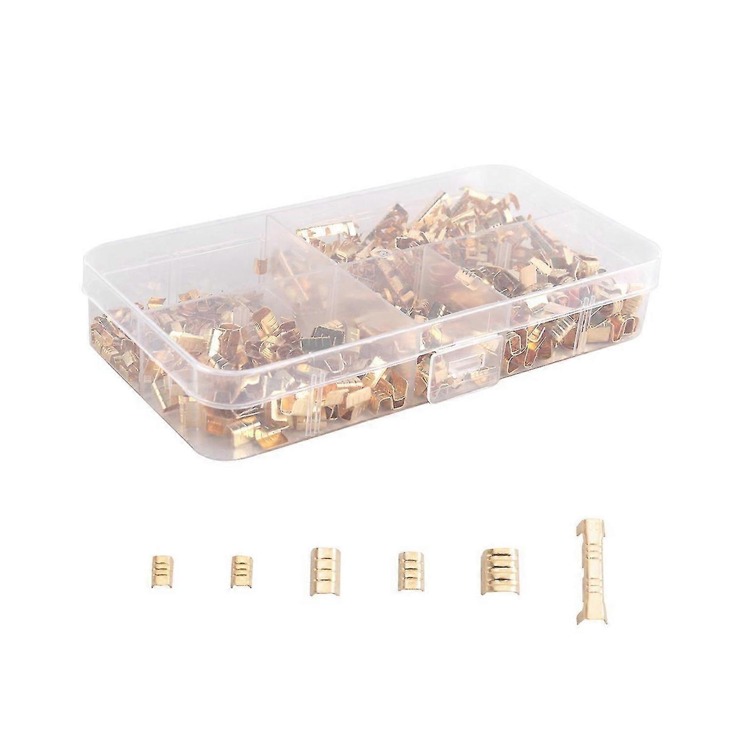 500Pcs U Shape Copper Ring Terminals Crimp Kit Non-Insulated Cable