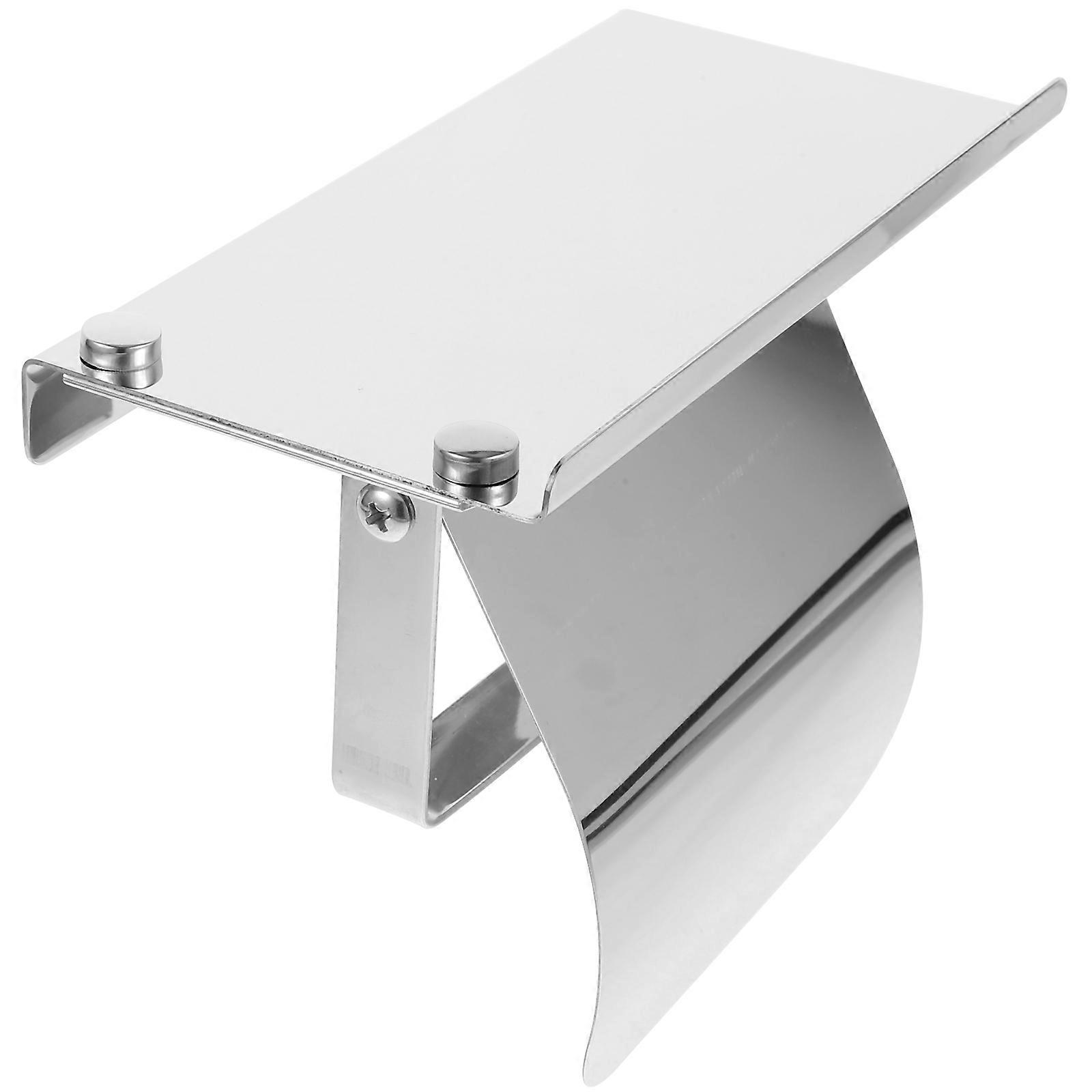 Toilet Paper Holder Toilet Roll Holder for Holding Tissue 1Set with Shelf Silver