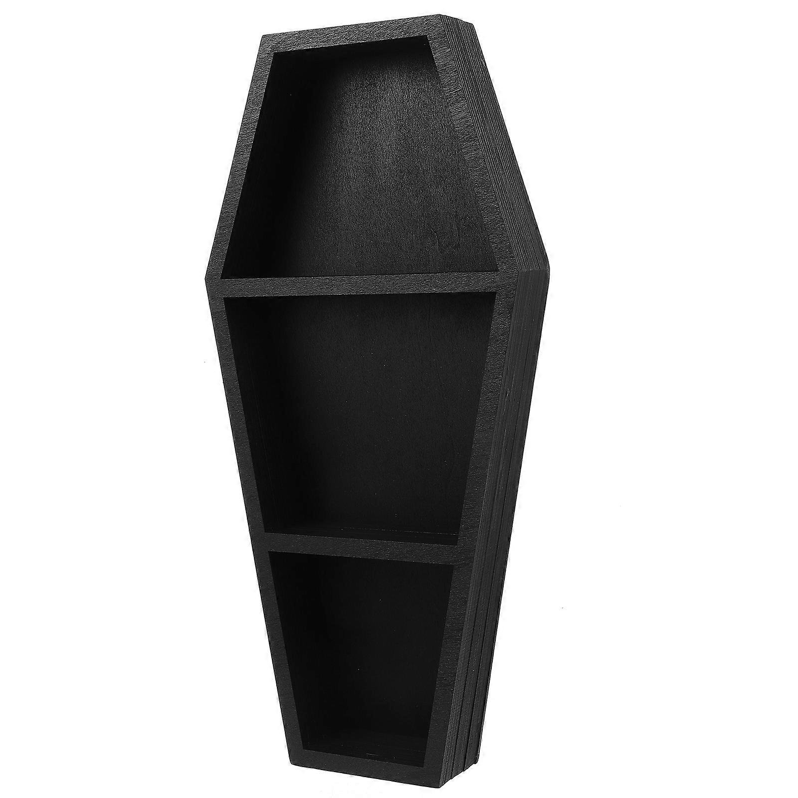 Coffin Shelf Wooden Rack for Storage 5Pcs Black Decor