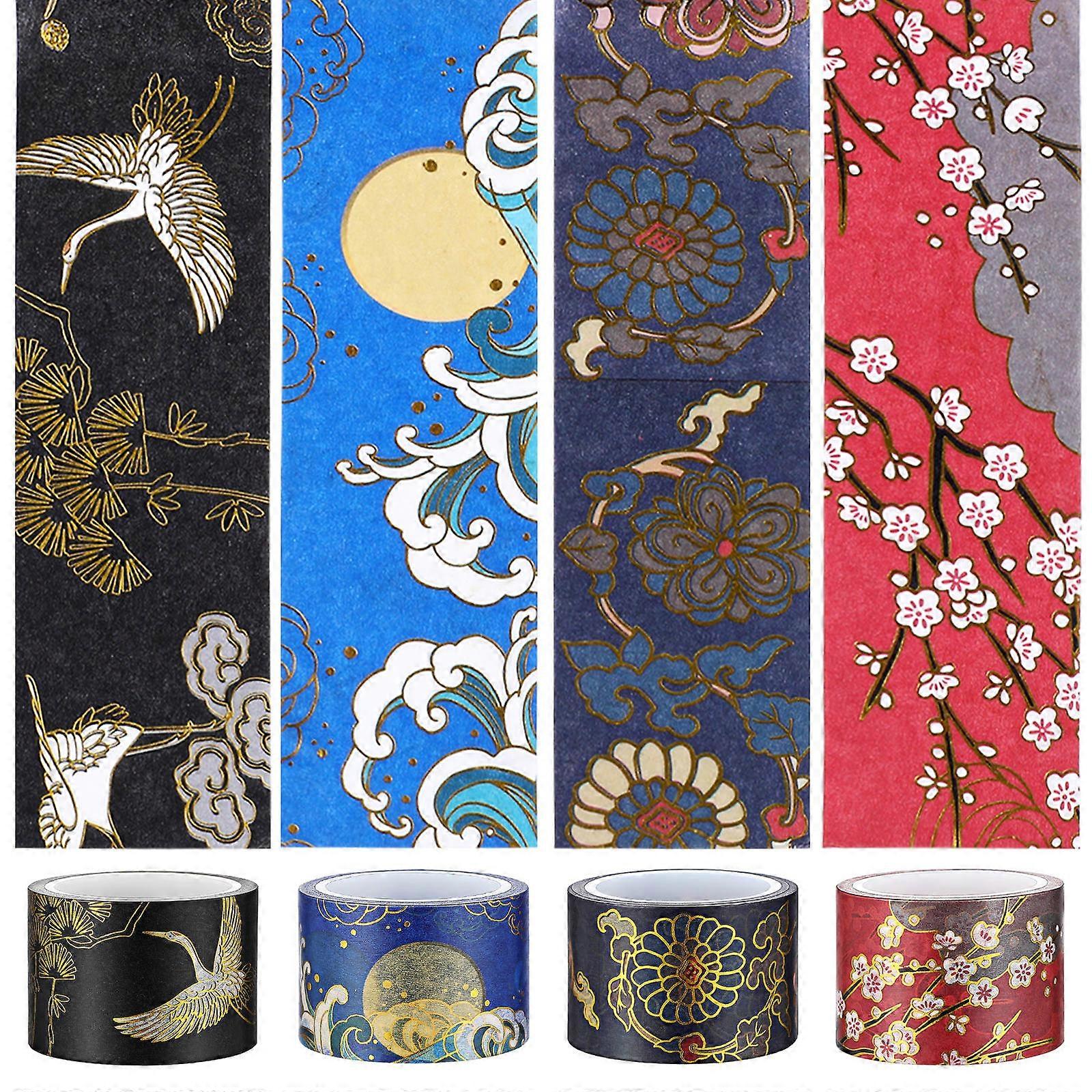 Decorative Floral Tape Washi Tape For Craft Enthusiasts Scrapbooking And DIY Multi Colored Retro Design Easy To Tear 4 Rolls