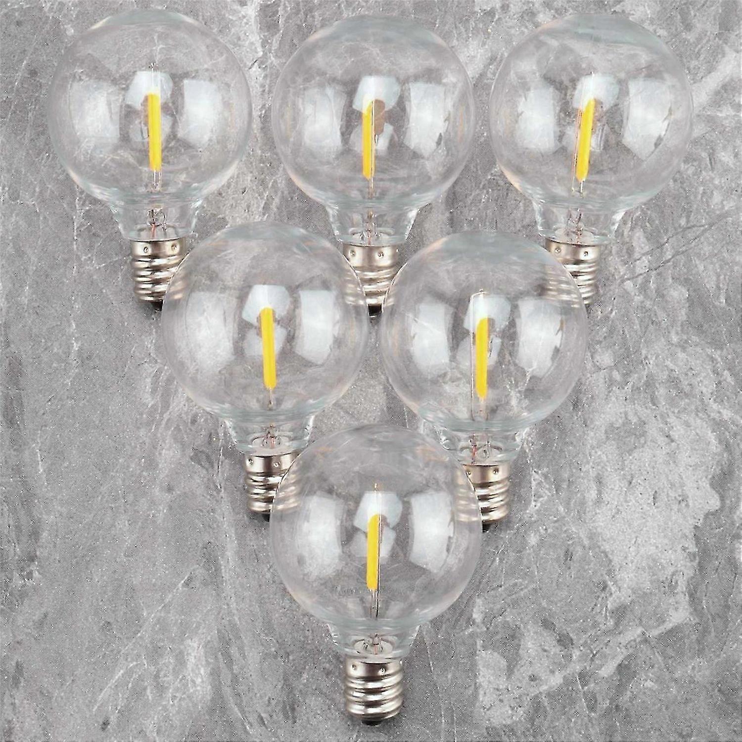 6Pcs G40 Led Replacement Light Bulbs, E12 Screw Base Shatterproof LED Globe Bulbs for Solar String L