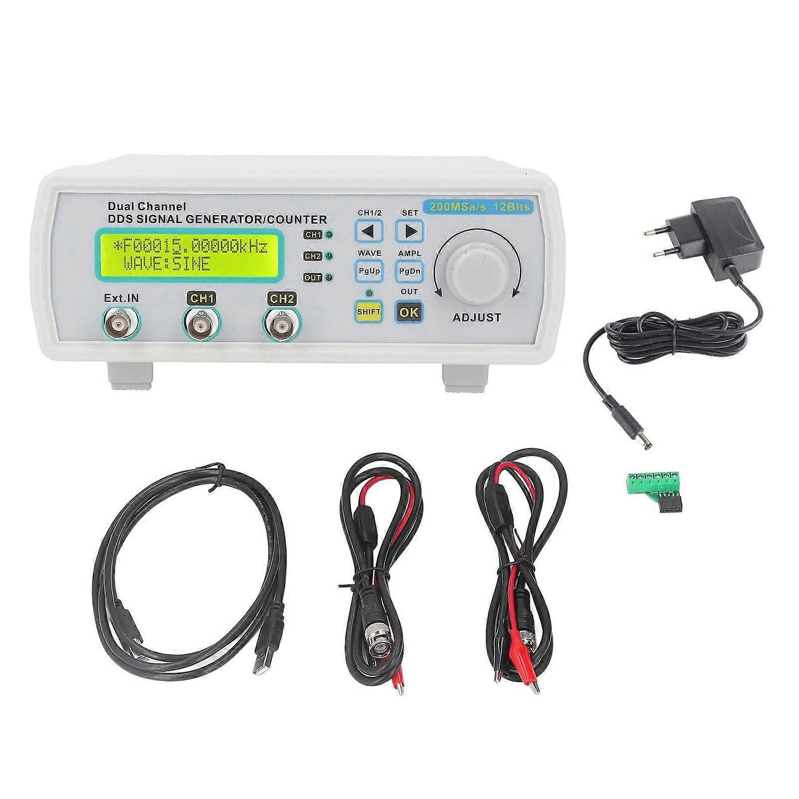 Signal Generator DDS DC 5V 20MHz Dual Channel Arbitray Waveform Frequency Counter EU Plug 100240V