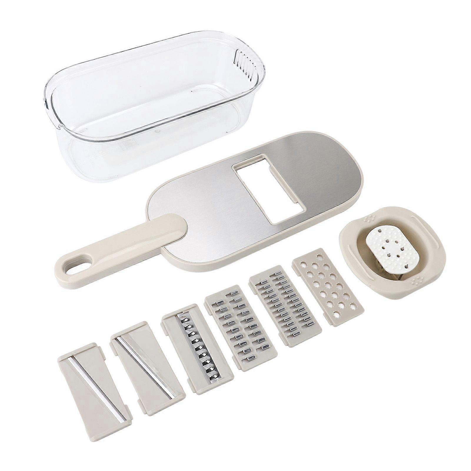 Vegetable Chopper with Container Manual Vegetable Cutter Grater with Replacement Blades for Potato Carrot 6 Blades