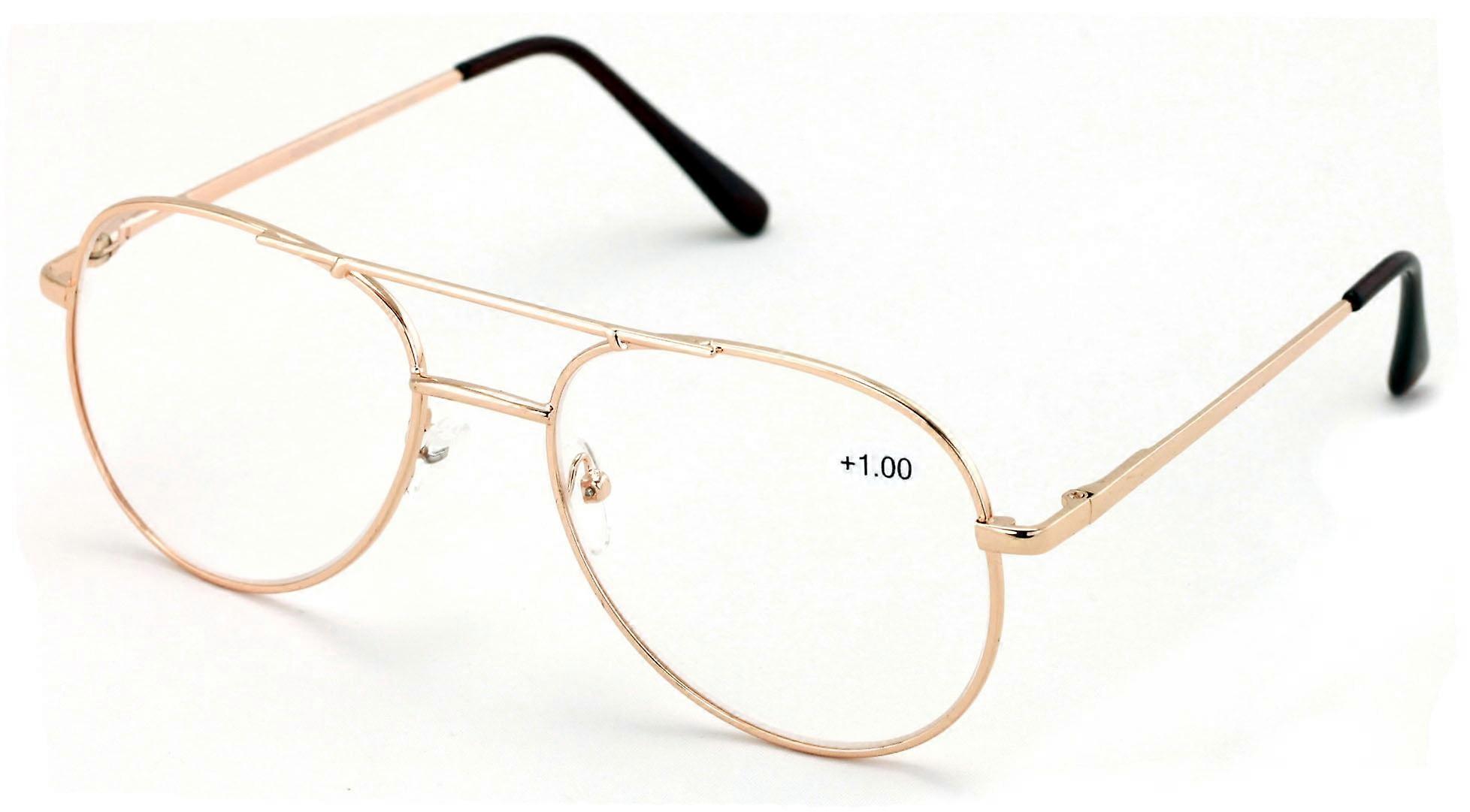 Metal Aviator Reading Glasses - Spring Hinge Tear Drop Reader