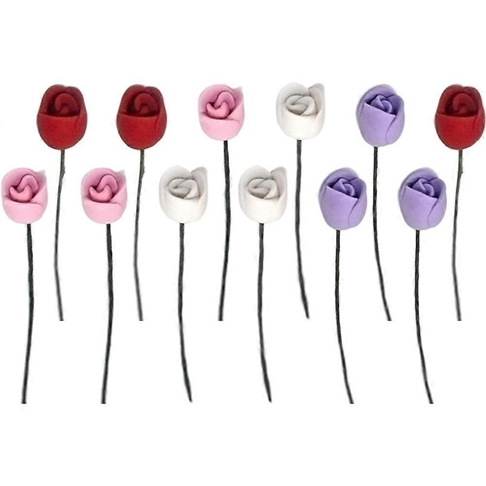 Mini Tulip Model Dolls House Flower for DIY Use 48Pcs Assorted Colors