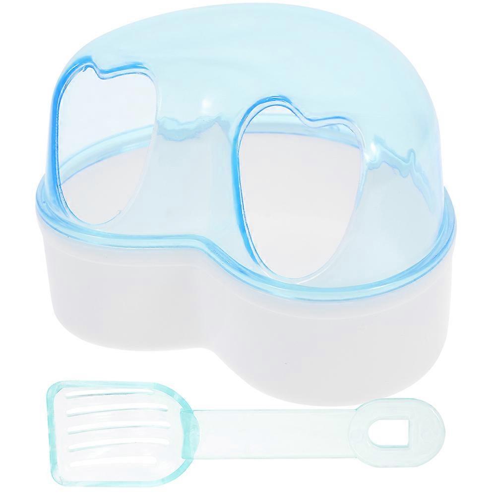 Hamster Sand Bath Box for Pet Sand Bath 2Sets Transparent Sky-Blue Container