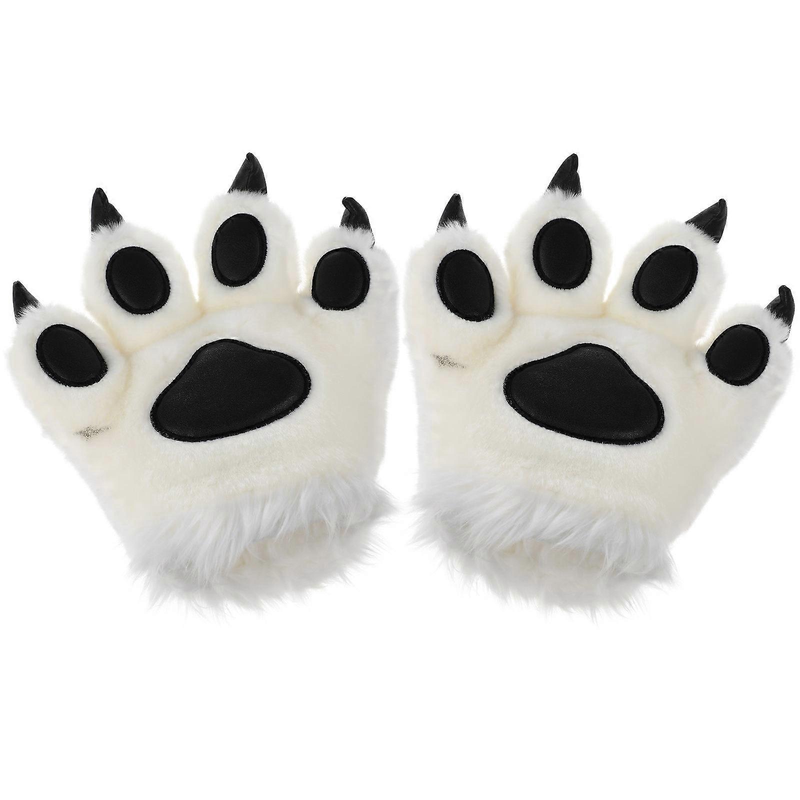 Tiger Gloves Plush Mittens For Stage Performance Cosplay Party 9.82x9.82x3.14in Warm 2 Pairs
