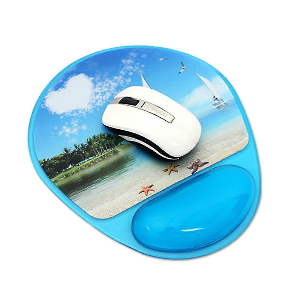 Wrist Rest Mouse Pad 2Pcs Stylish Silicone Cushion with Anti-Slip Function for Comfortable Computer Use in Office and Gaming with Sky-Blue Color
