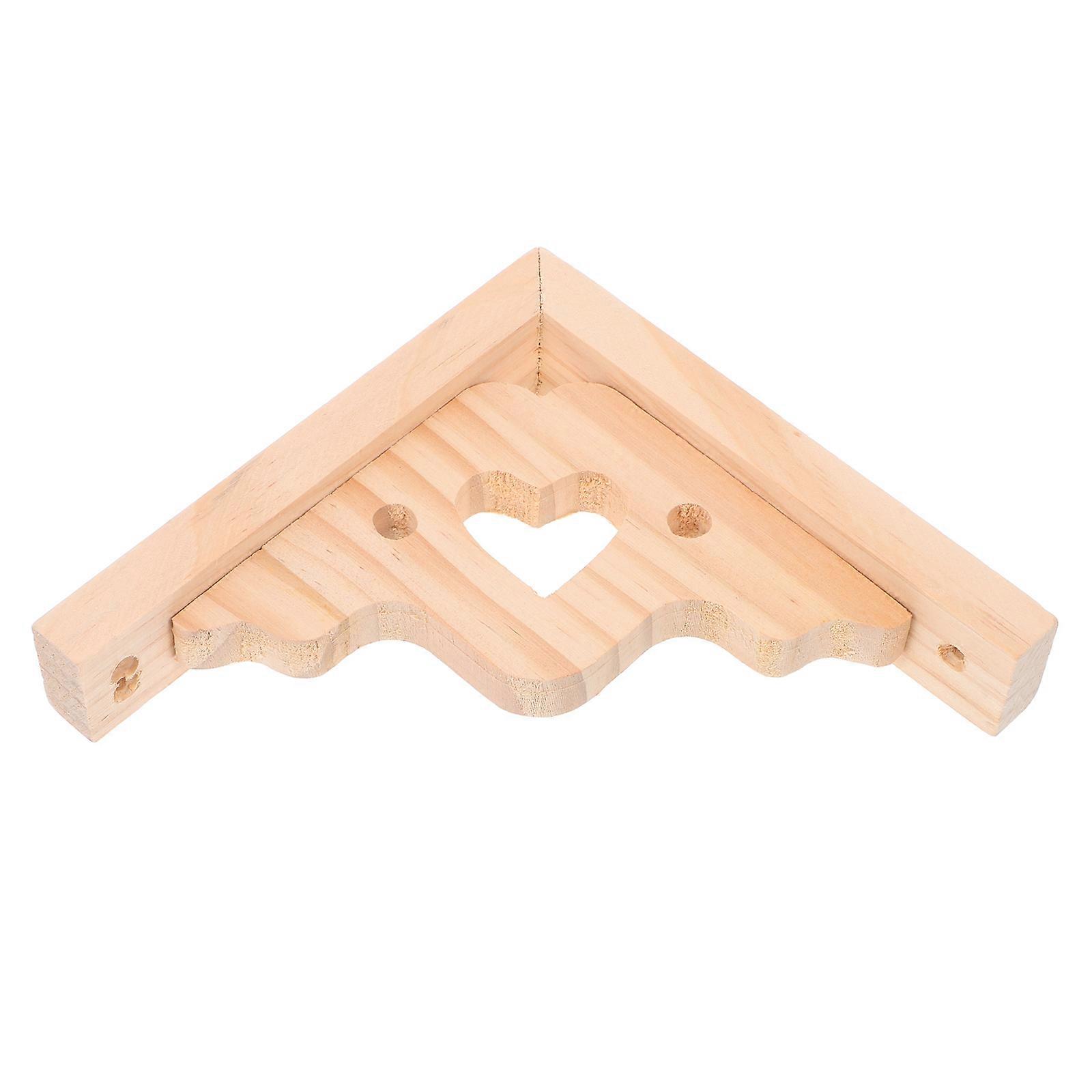 Support mural triangulaire en bois massif pour 4 étagères en bois jaune clair