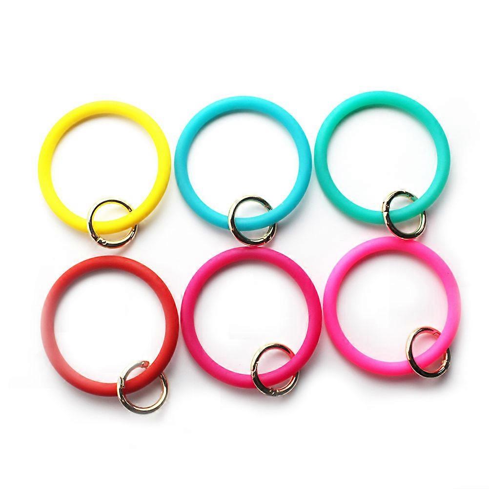 Circle Keychain Clip Silicone Key Ring for Decoration 4Pcs Rosy