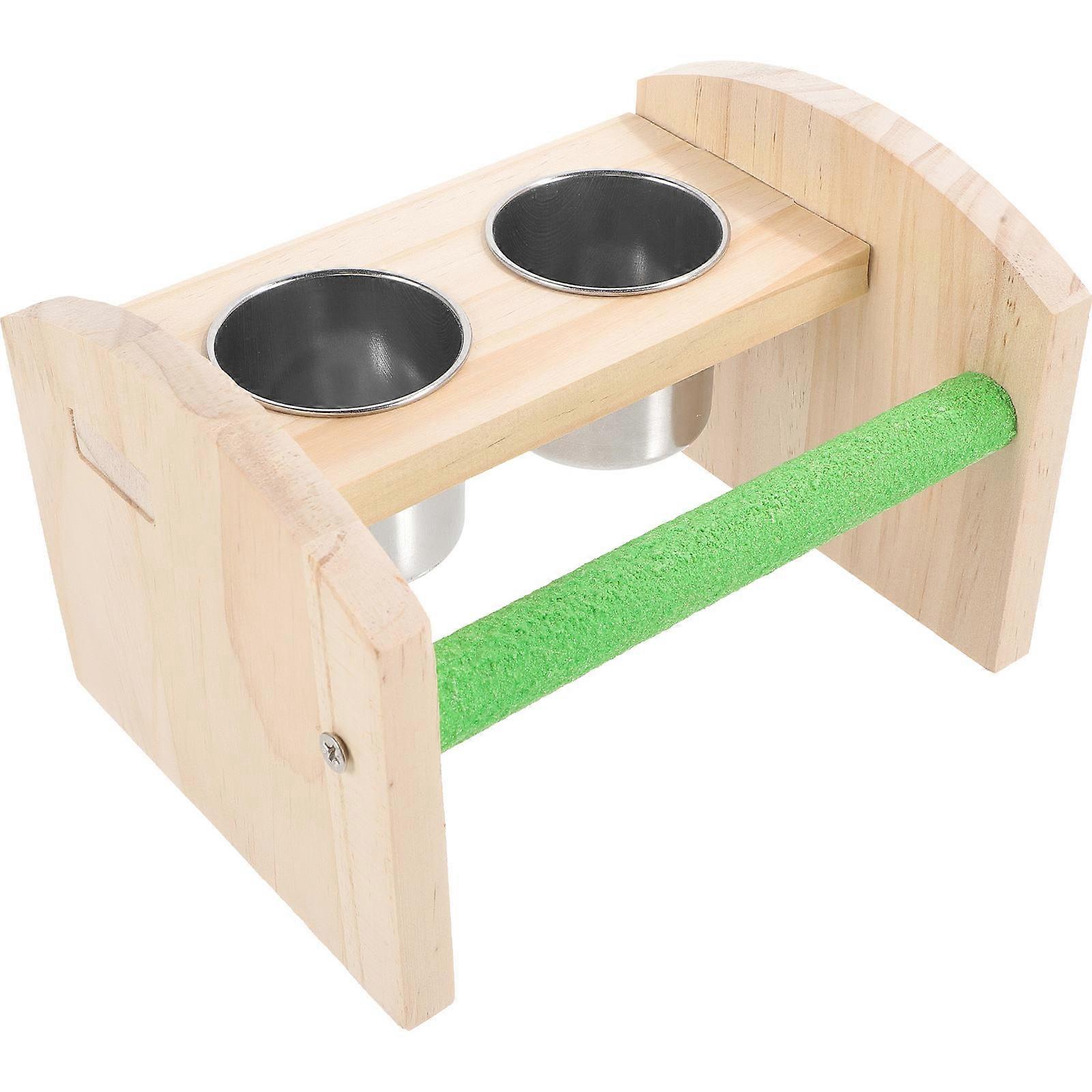Bird Standing Stand Wooden Parrot Perch for Feeding 4Pcs Set