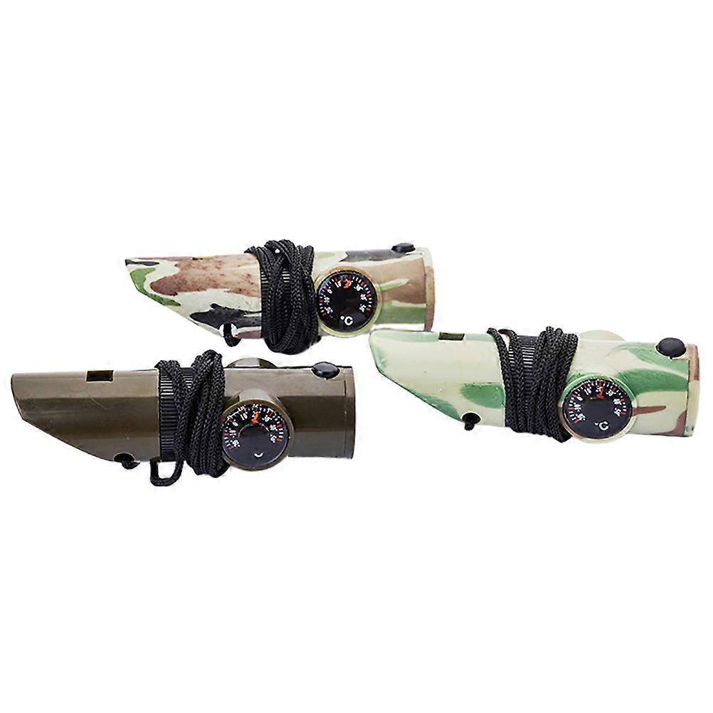 Camping Hiking Multifunction LED Compass Thermometer Whistles ABS Material 10.00X2.80X2.80cm LED Flashlight 3Pcs