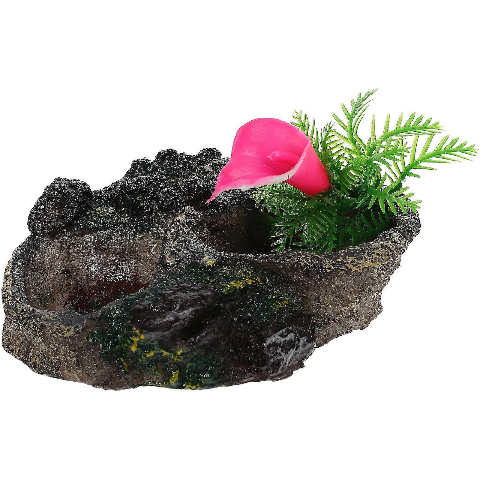 Resin Bowl Reptile Feeding Holder for Pet Use 2Pcs
