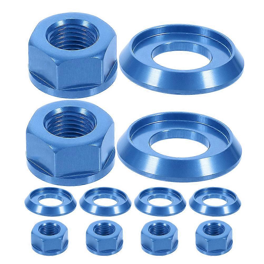 18 Pcs High Strength Aluminum Alloy Fixed Gear Bicycle Hub Nuts Versatile Compatibility Blue For Easy Outdoor Storage