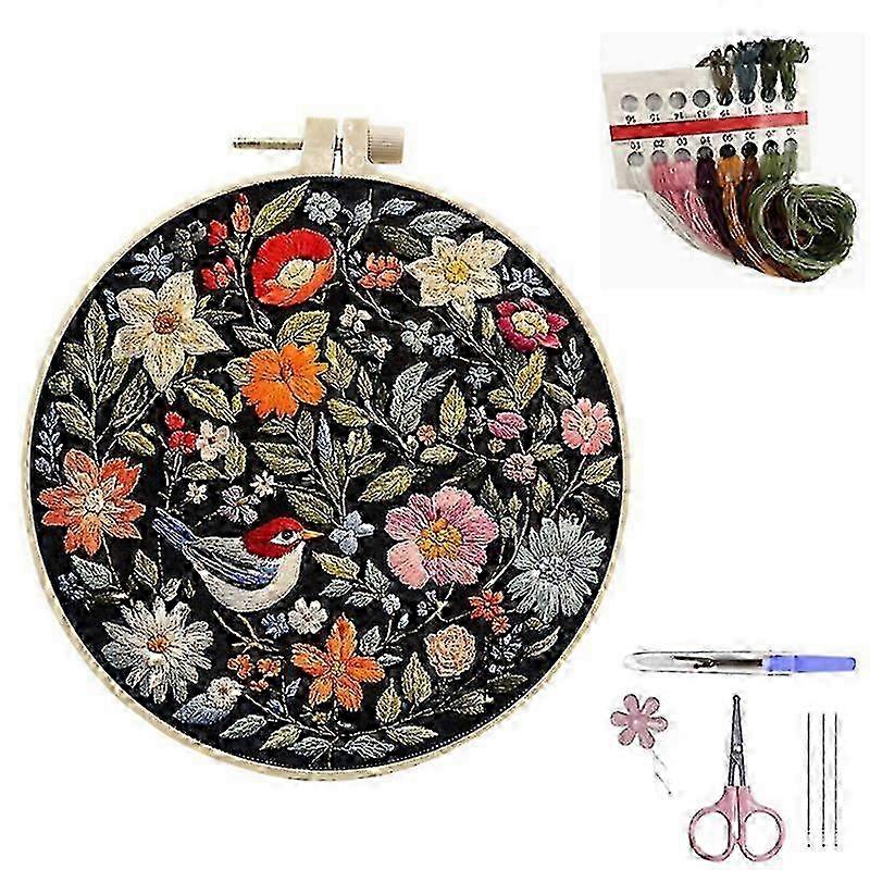 DIY Embroidery Kit Needlework Printed Pattern For Beginner Flower Pattern Cross Stitch Set Handmade Sewing Craft Home Decor