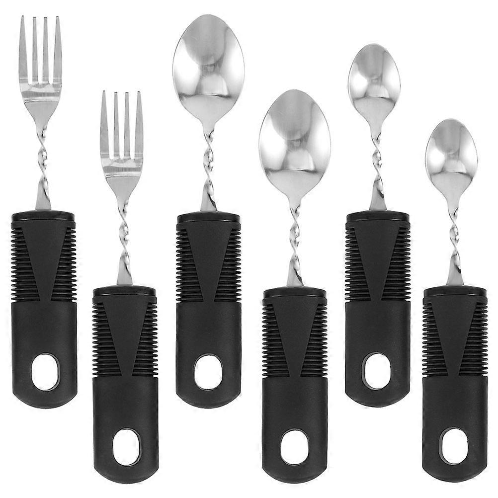 Adaptive Utensils Portable Utensils for Elderly 2Sets Anti-Shaking Spoons Fork