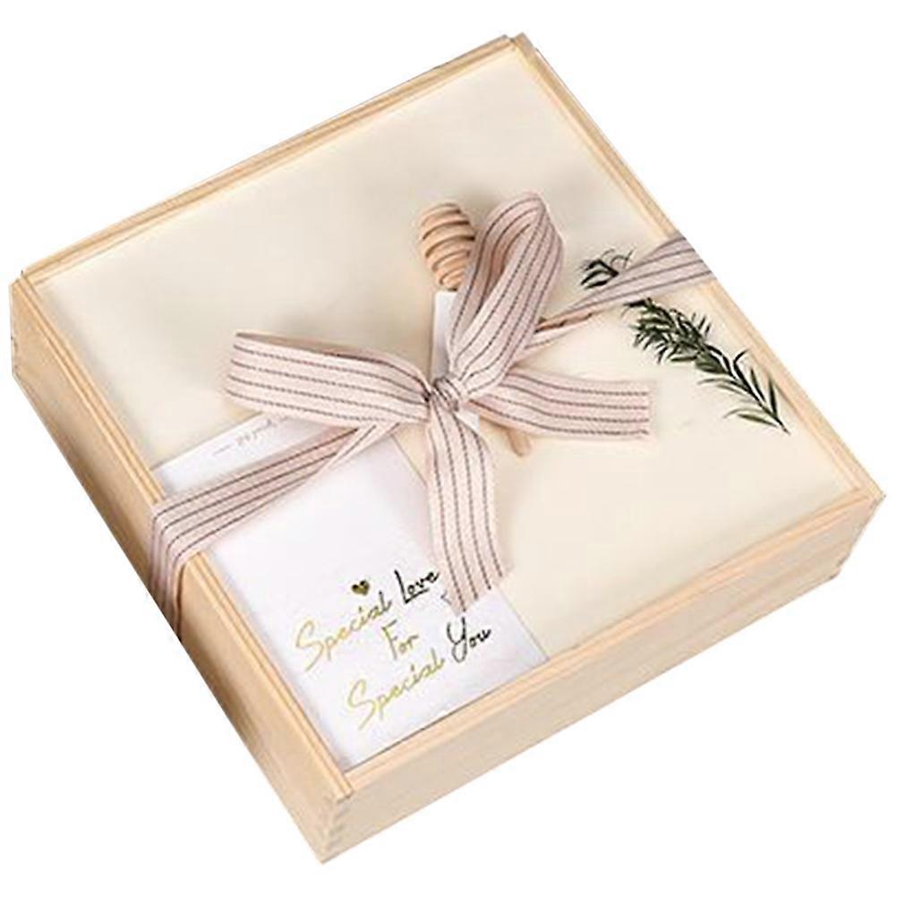 Wooden Gift Box for Gift Wrapping 2Sets Portable Beige Square Boxes