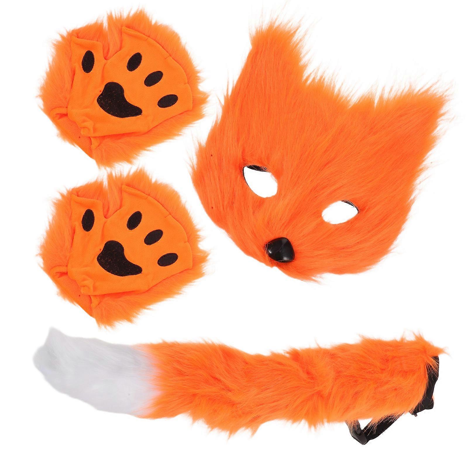 Halloween Fox Costume Accessory Set Including Realistic Gloves And Mask Designed For Adults To Enhance Roleplay Activities Available In 1 Set