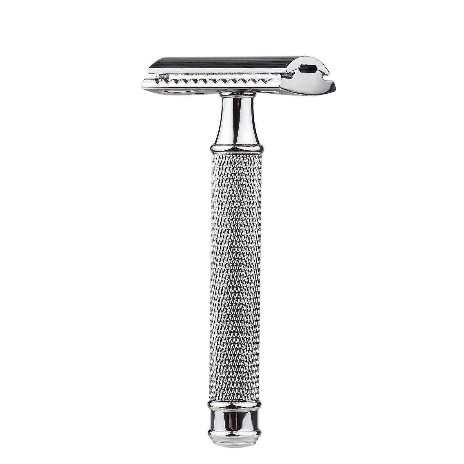 Double Edge Safety Razor Stainless Steel Manual Shaving Razor Long Handle Traditional Razor