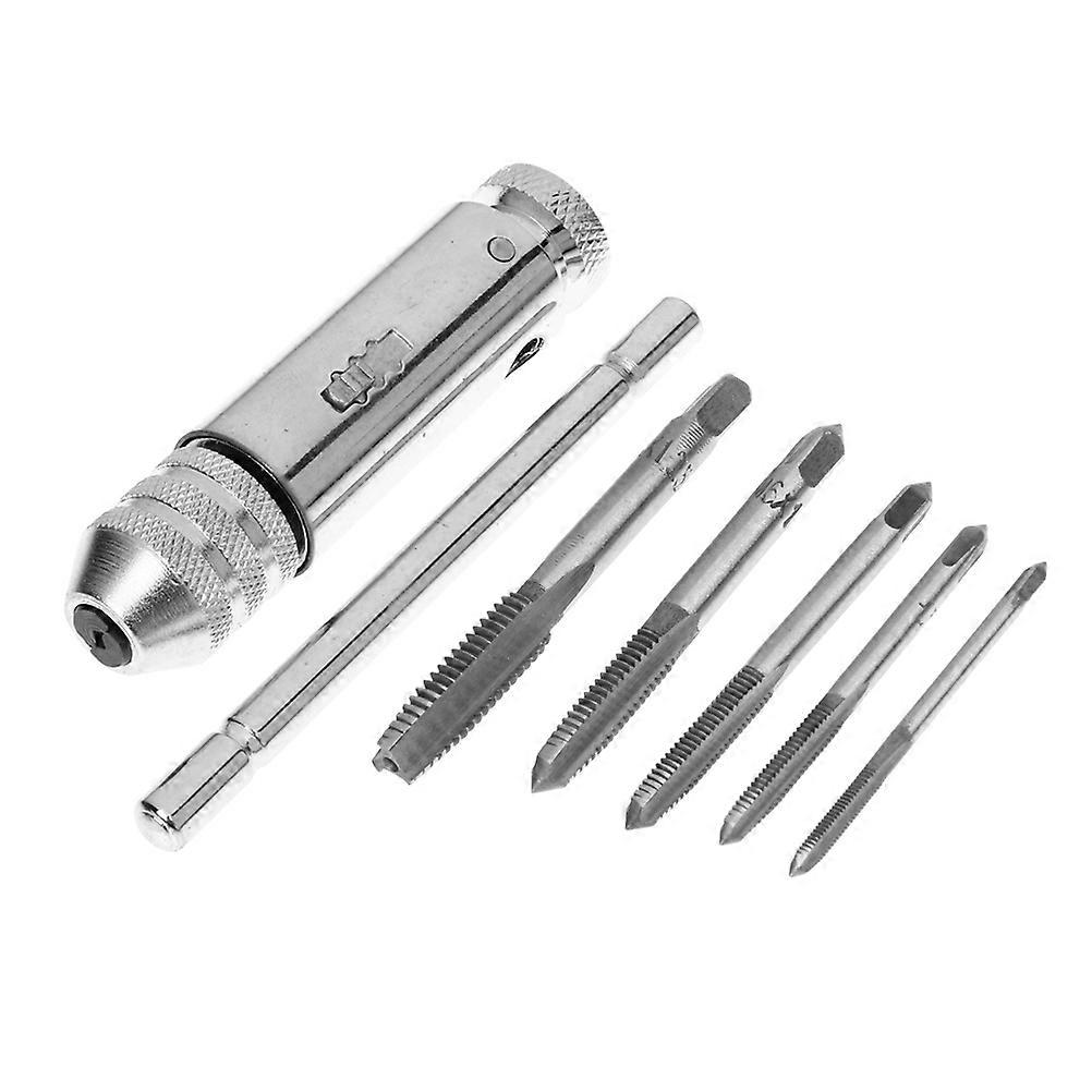 T-Handle Ratcheting Tap Wrench Efficient Tool for Repair Furniture Assembly Machinery Manufacturing in Silver Color 1 Set