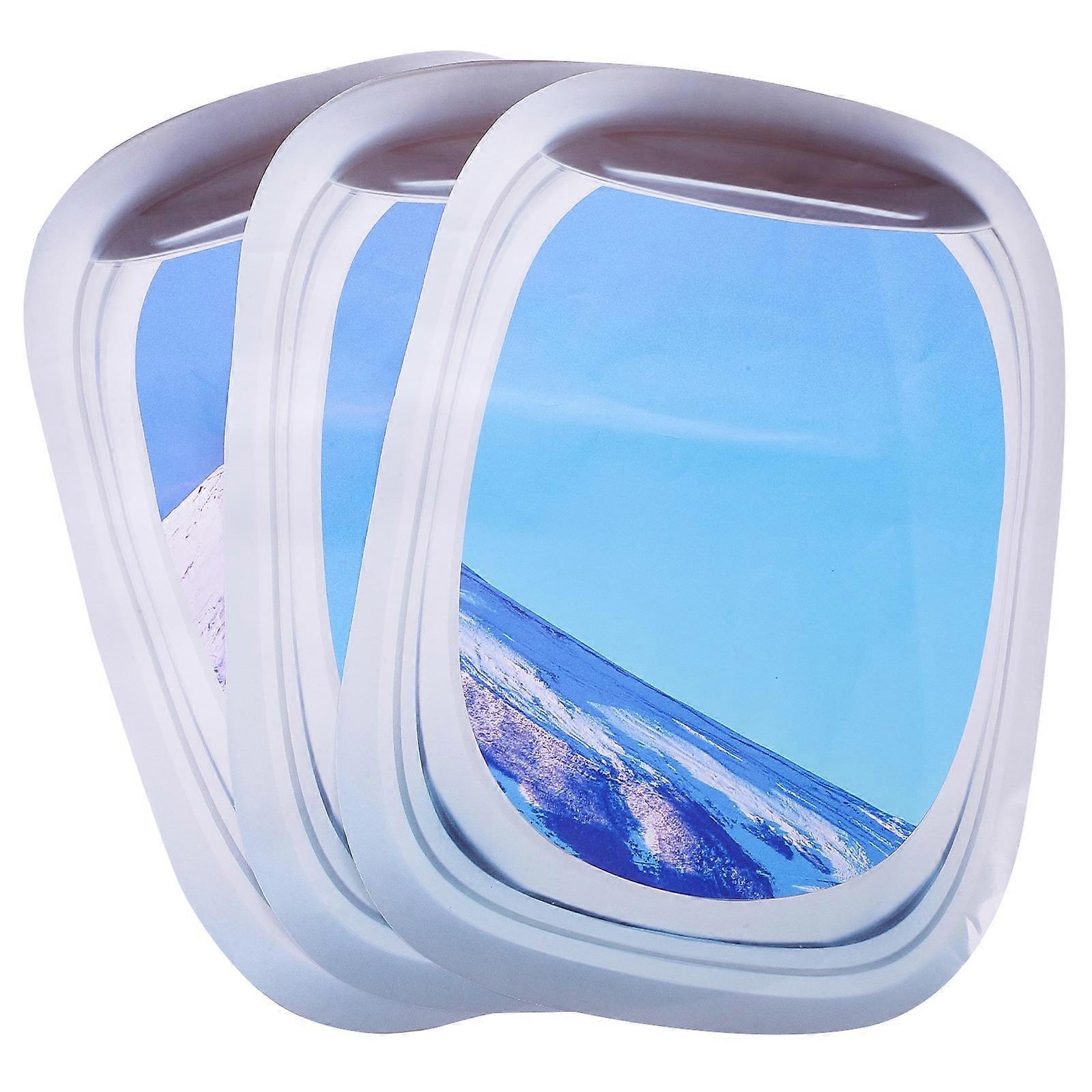 Landscape Wall Sticker Simulated Airplane Window Decal for Decor 9Pcs