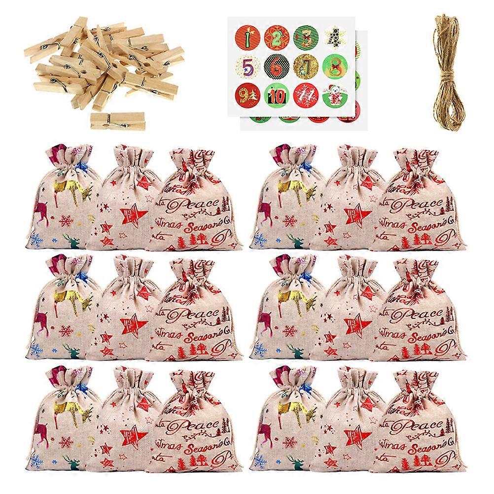 Christmas Gift Packing Bags for Storage Use 2Sets Assorted Color Linen
