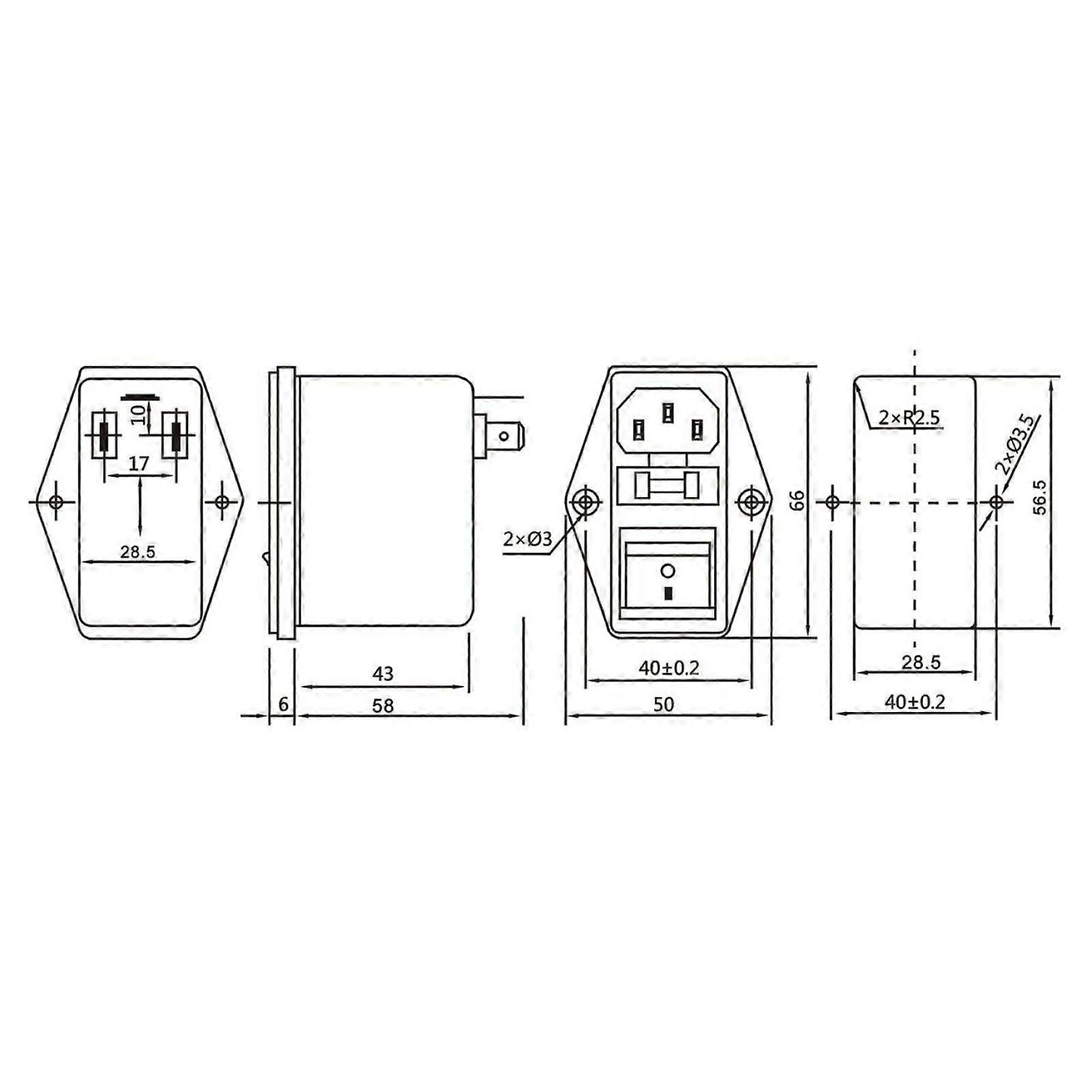 Rocker Switch Power Socket AC 115V 250V IEC Inlet Module Plug with Fuse for Equipment