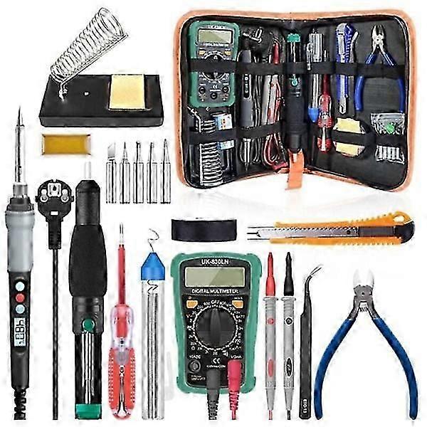 Electric soldering iron kit with digital display 90W 18-piece set Adjustable temperature 100 to 480 with multimeter..