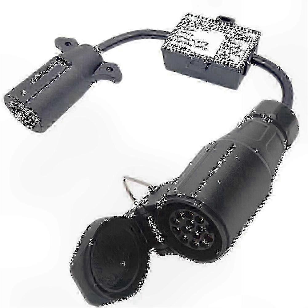 Universal 7-Way Flat to 13-Pin Round Trailer Light Adapter for Global Vehicles