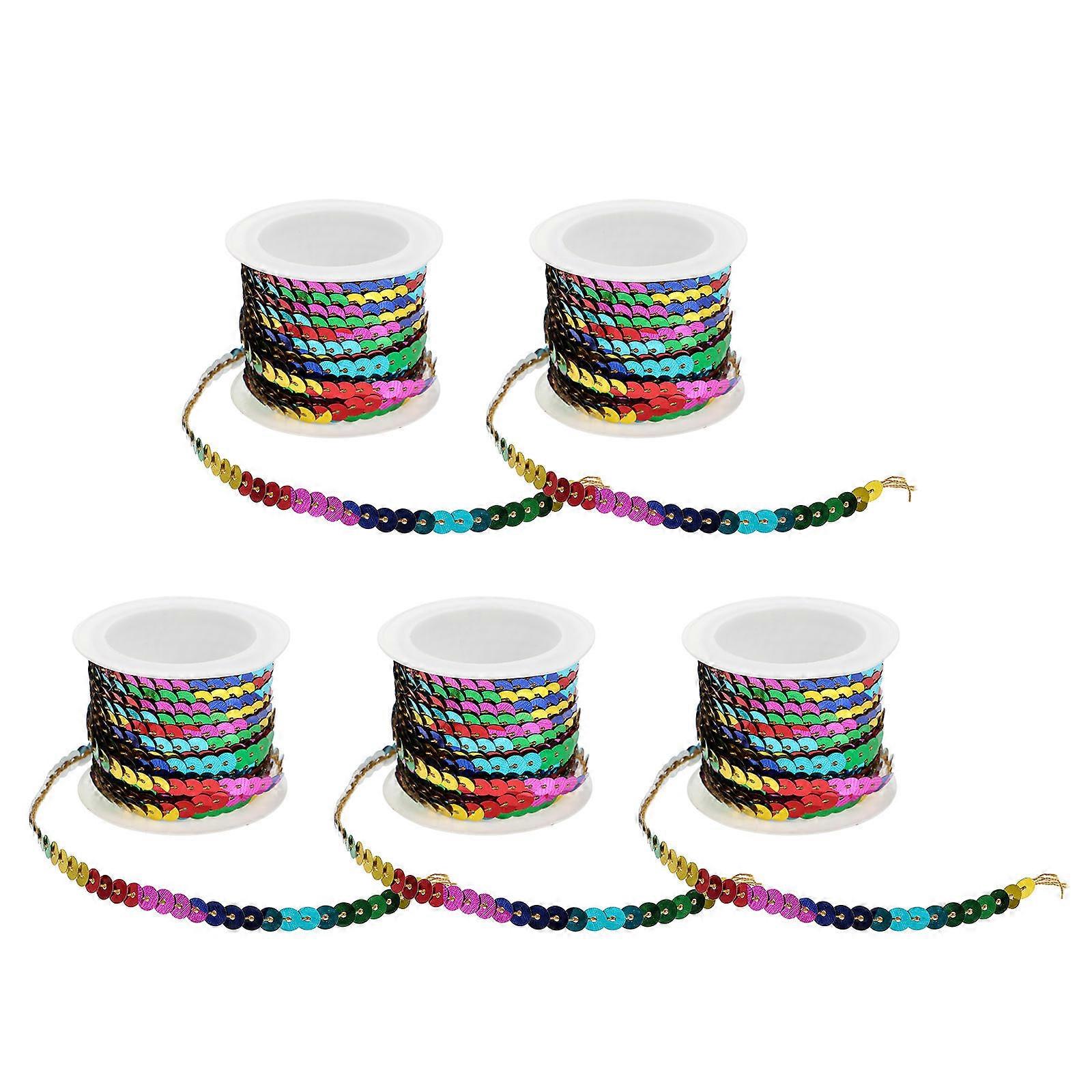 Sequin String for DIY with Multi Color Flat Sequins Strings 5 Rolls