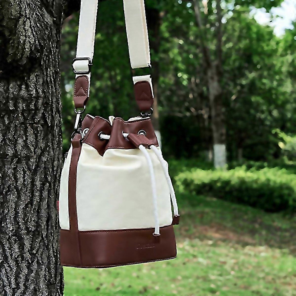 For Cwatcun D100 Canvas Pu Waterproof Bundle Drawstring Lens Bag Crossbody Camera Bag