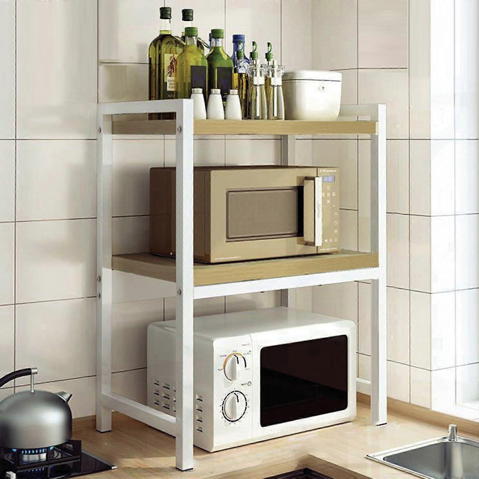 2Tier Microwave Stand For Kitchen Counter Organization, SpaceSaving Printer Shelf, Compact Storage For Appliances