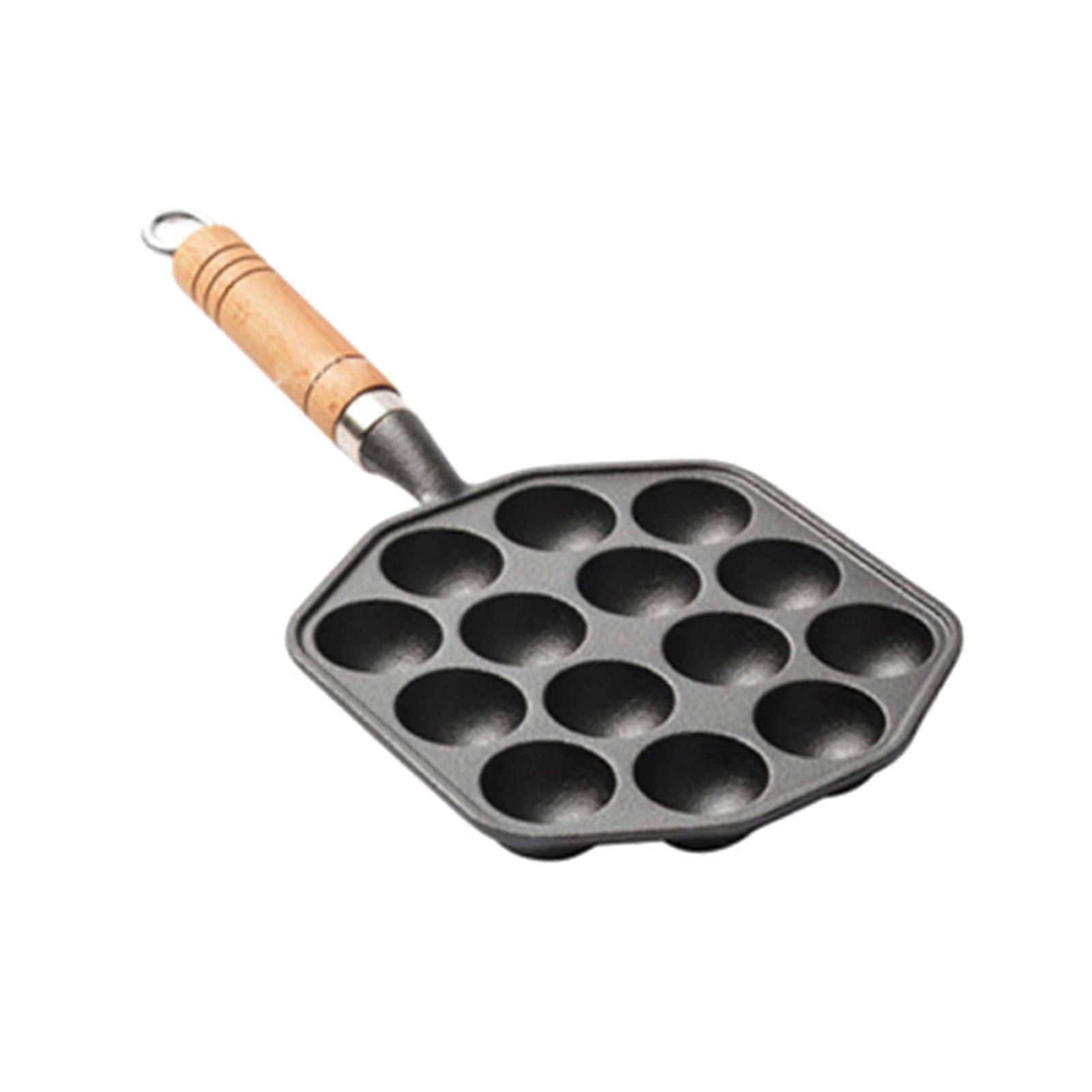 Takoyaki Pan 14 Hole Iron Grilling Pan Induction Cooktop Compatible Ergonomic Handle Multipurpose Octopus Ball Maker