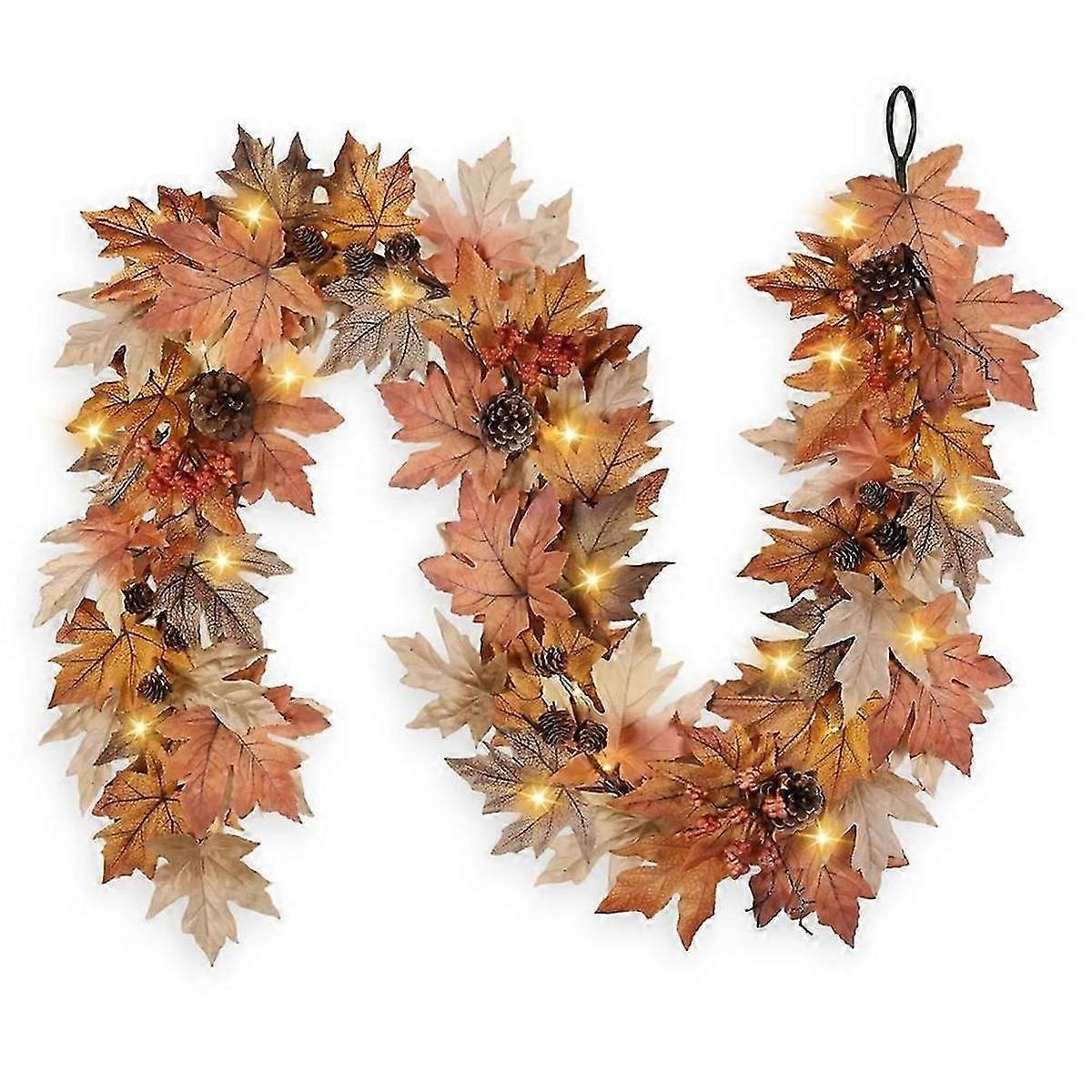 6 FT Fall Garland with Lights Timer Function Automatic on/Off