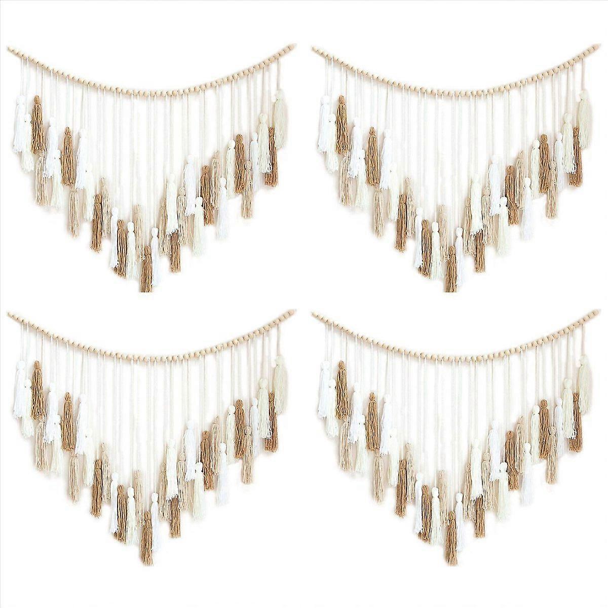 Macrame Wall Hanging-Large Macrame Wall Hanging with Wood Beads-Brown