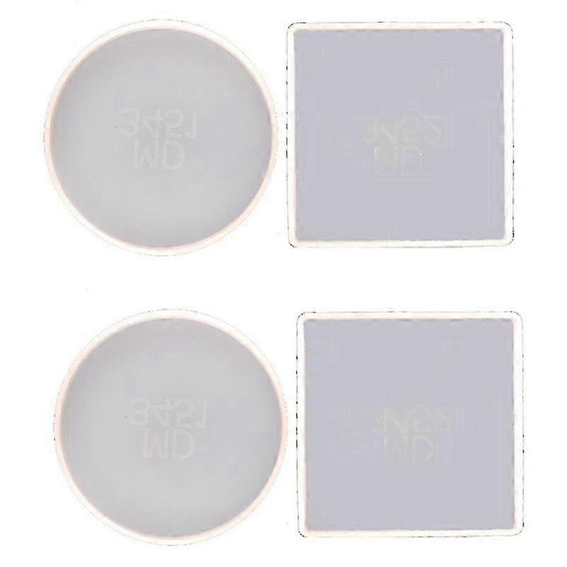 4 Pack Round and Square Shape Coaster Base Silicone Molds for DIY Resin Craft Home