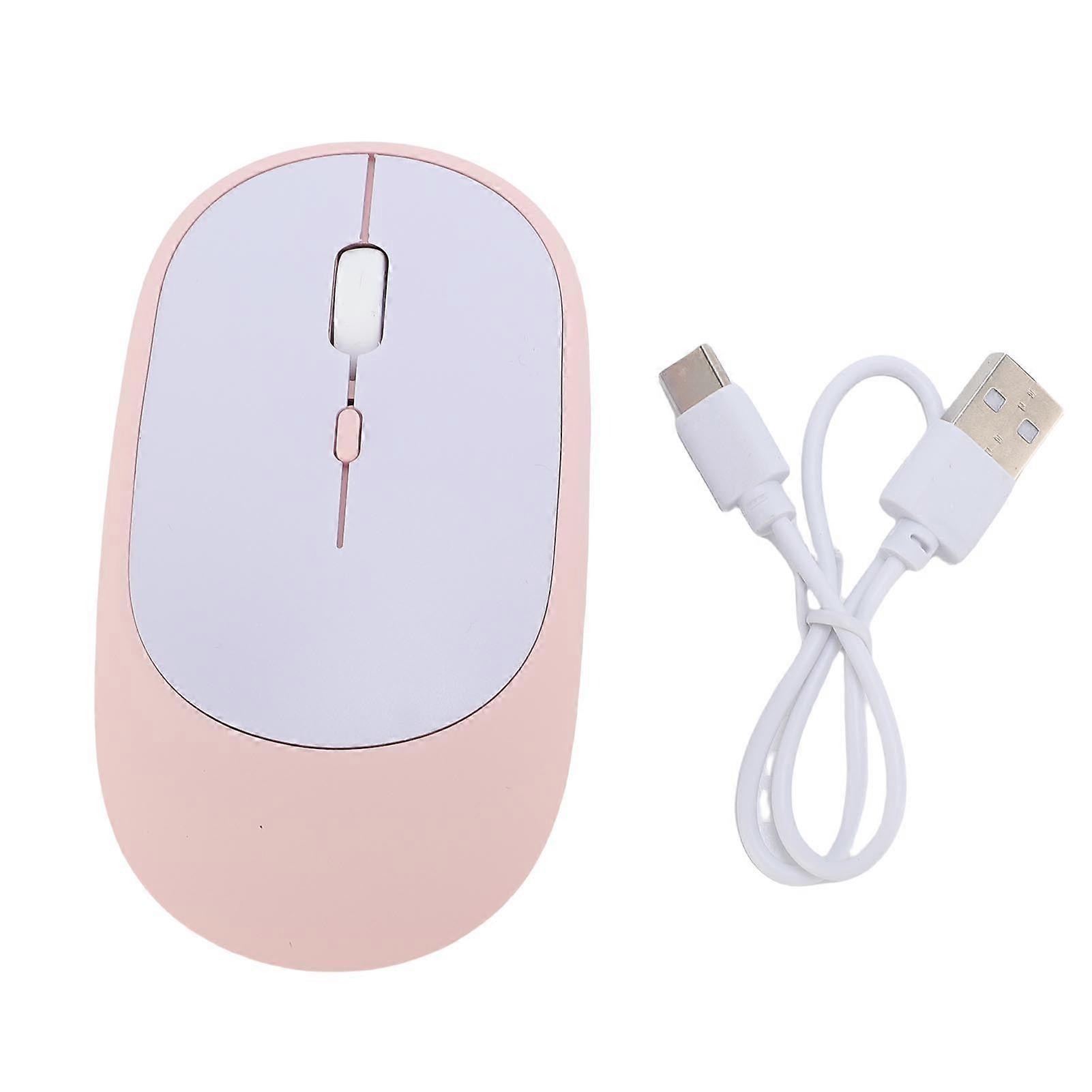 2.4G Wireless Mouse Bluetooth Dual Mode Quiet Rechargeable Compact Portable Pink Mouse