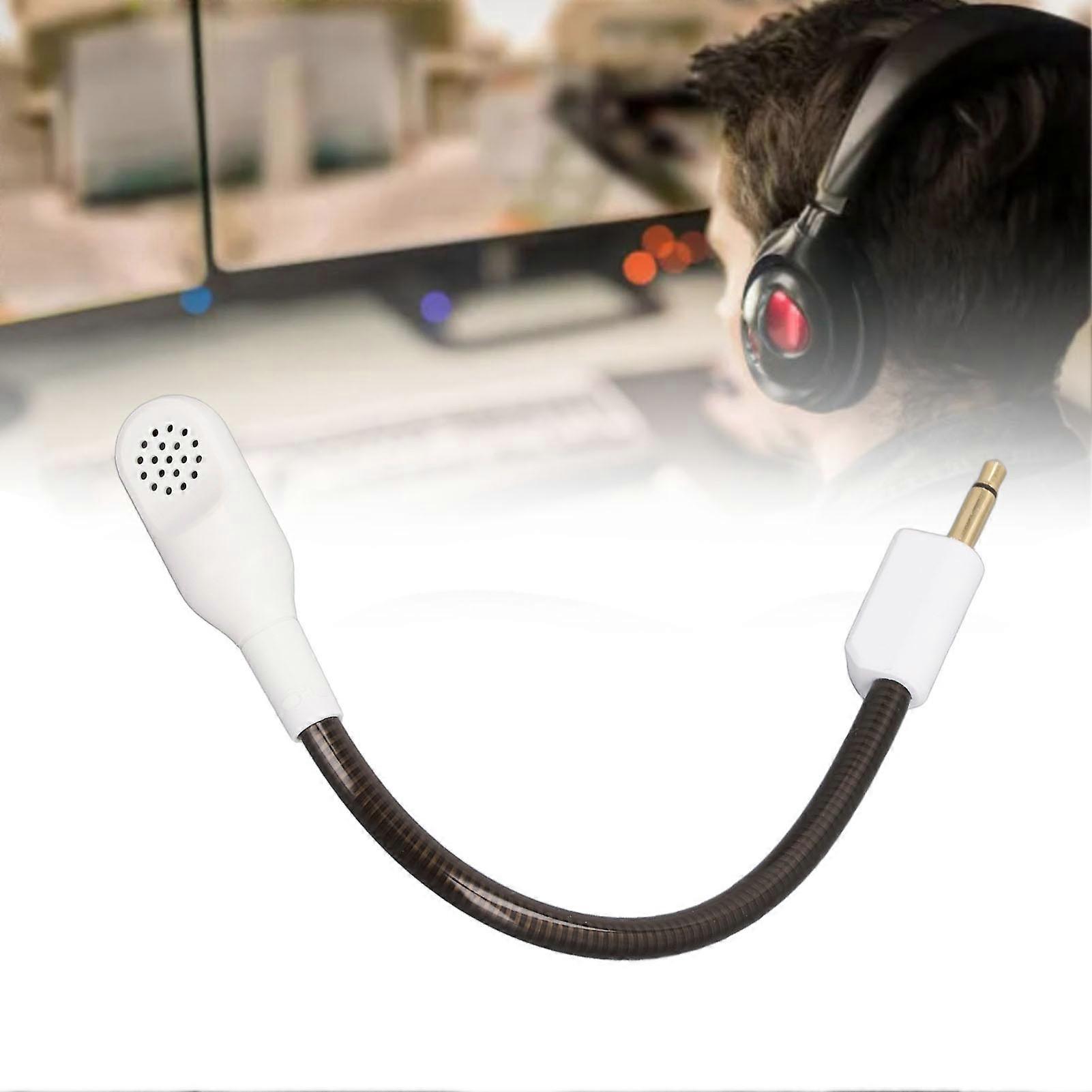 Replacement Game Mic for BlackShark V2 for BlackShark V2 Pro Wireless Gaming Headsets 3.5mm Gold Plated Plug Bendable Mic Arm White 