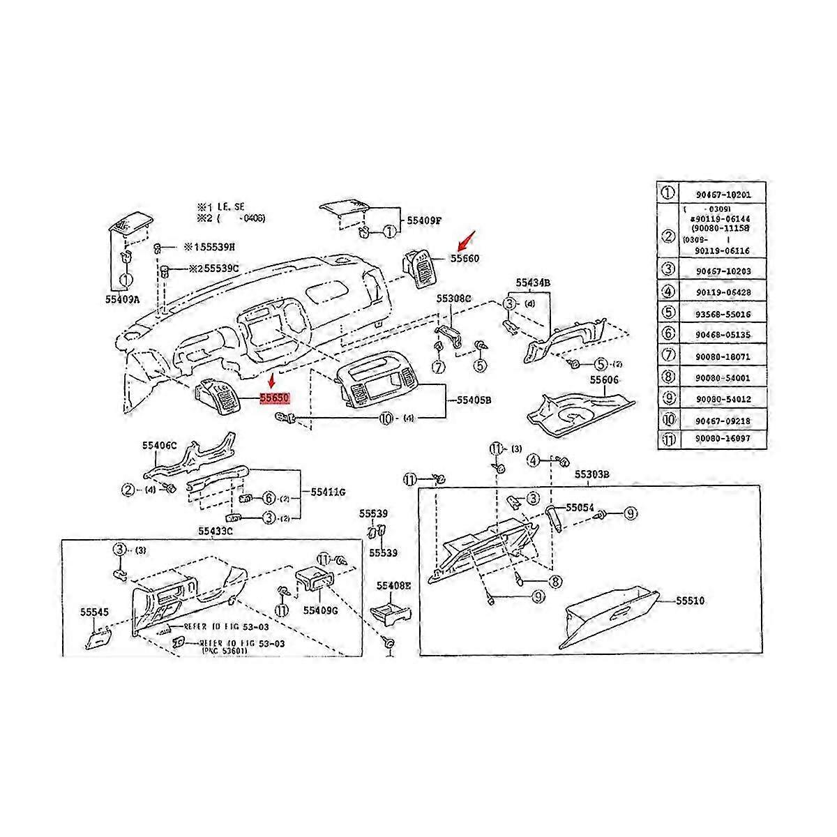 Front Left+Right Dashboard Air Outlet for 2001-2006