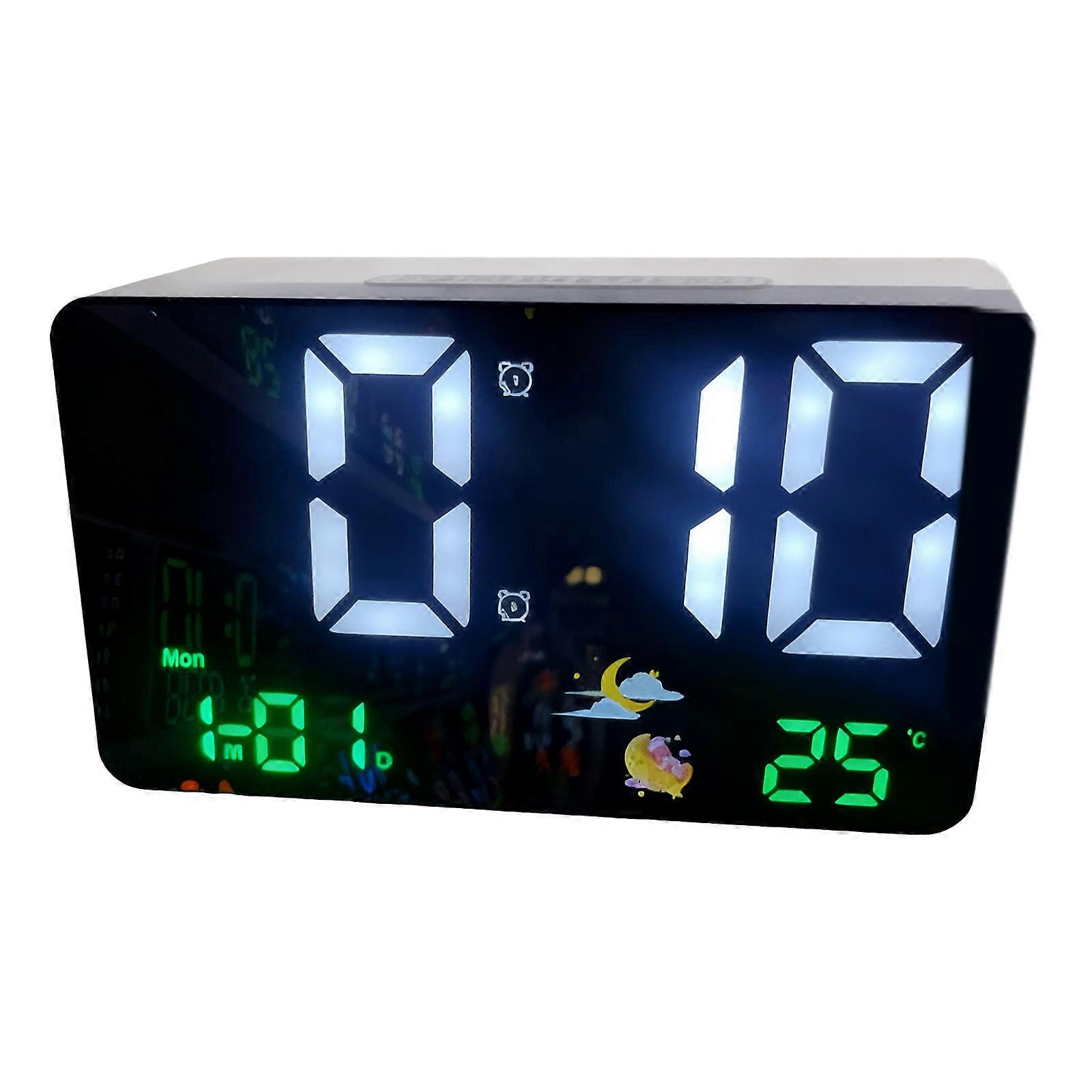 Contemporary Desk Clock with Mood Temperature Monitoring Touch Control Operation & Plastic Housing for Hosuehold Use  White