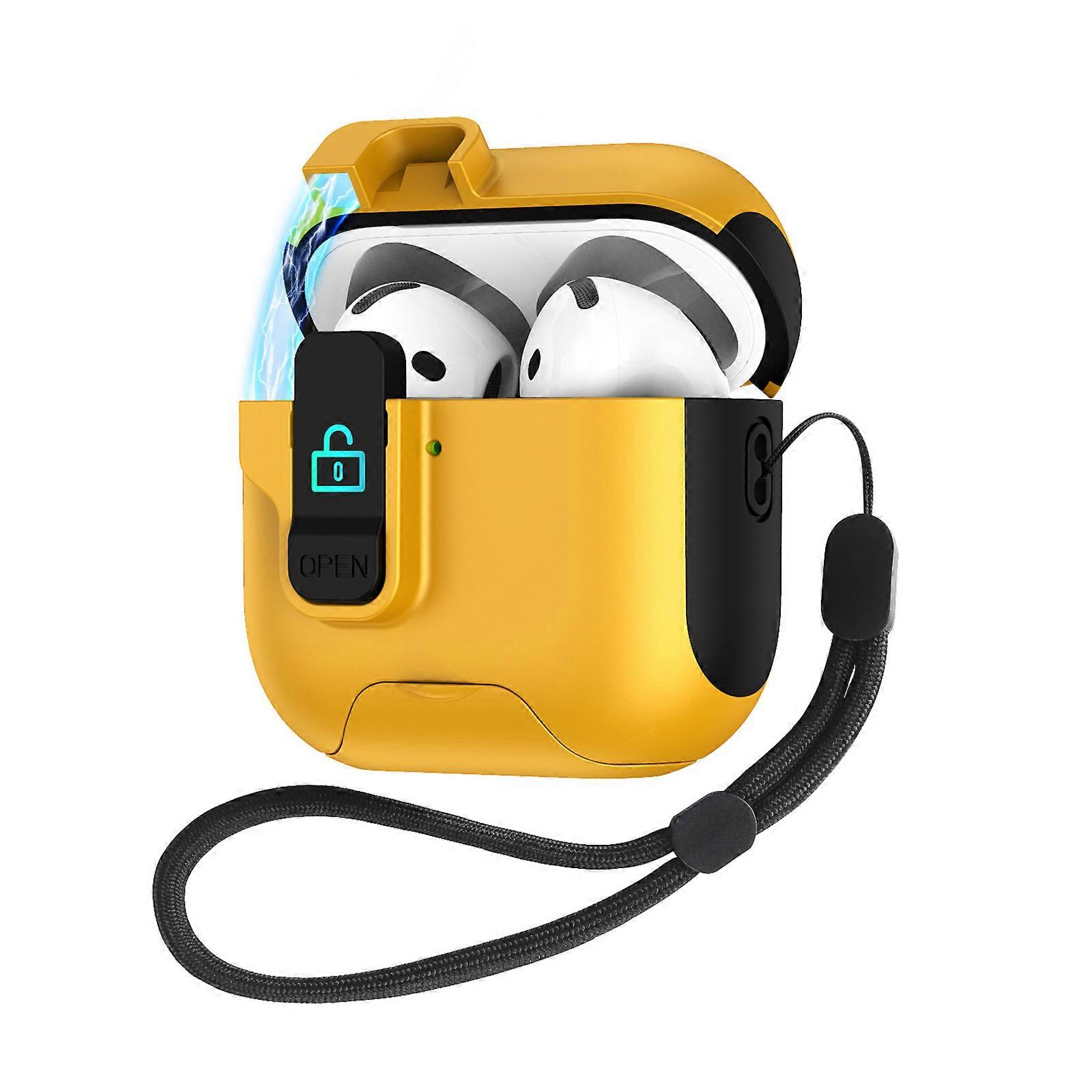 AntiDrop Earphone Case With Hiddens Stand Hollow Air Cushions Design For Pro3 Wireless Model Cover AntiScratch Shell  Yellow