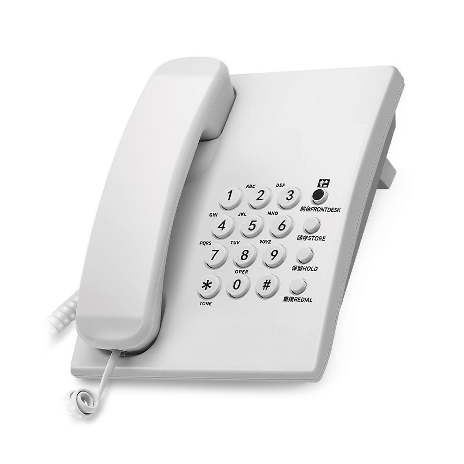 Basic Landline Corded Phone For Elderly Users Easy to Read Buttons And Stable Call Quality  White