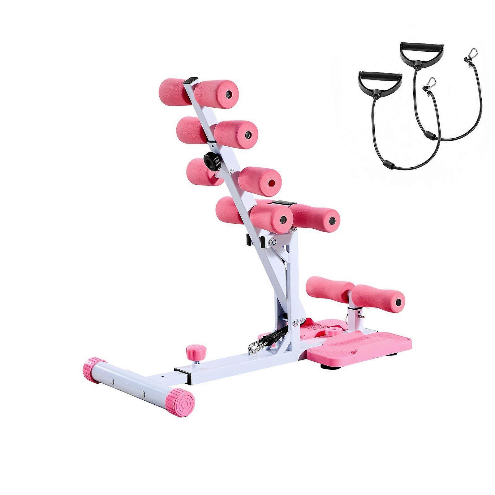 Deep Squat Machine, Adjustable Glutes Trainer Machine with 3 High-Strength Resistance Bands, Pink + White